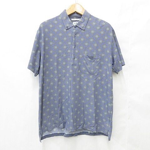 シーピーカンパニー C.P.COMPANY SPORTSWEAR ポロシャツ カットソー 半袖 ボタンダウン 総柄 ブルー グレー グリーン 青 緑 XXXL