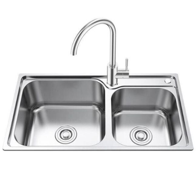 キッチン用品 ステンレス製流し台 台所 2槽シンク 食器洗いシンク 野菜シンク 大容量 便利 蛇口水栓付きセット