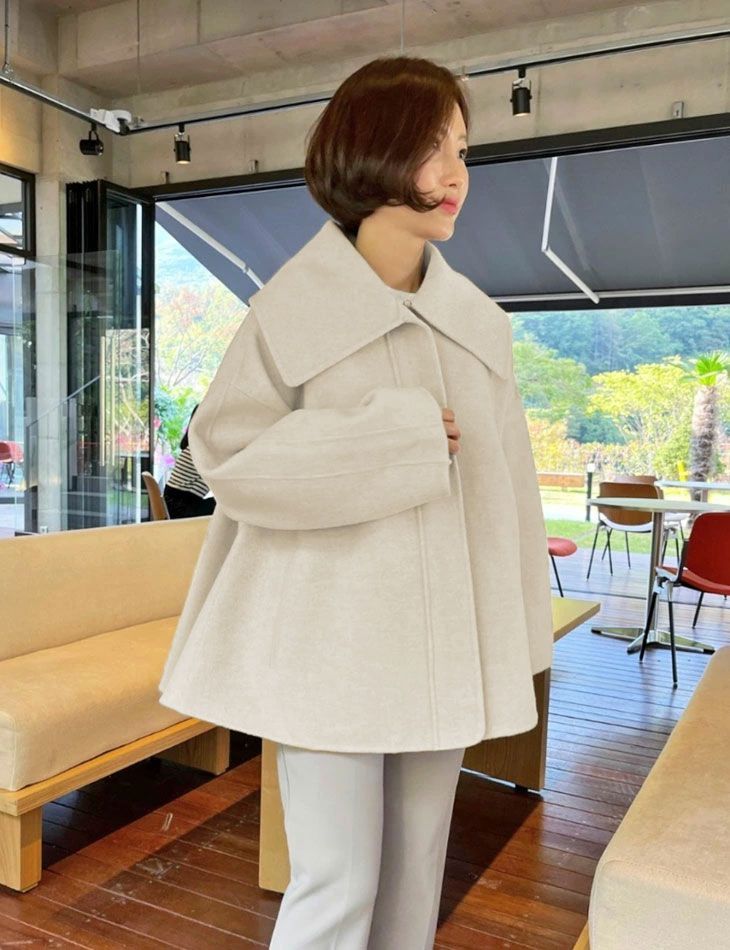 裏地あり コート アウター ショール 楽天1位 Aライン ショート丈 コート アウター フ 長袖 カジュアル ガーリー きれいめ 上品 防寒 羽織り 体型カバー 秋冬 無地 レディース 韓国ファッション GULLKHAN_COM