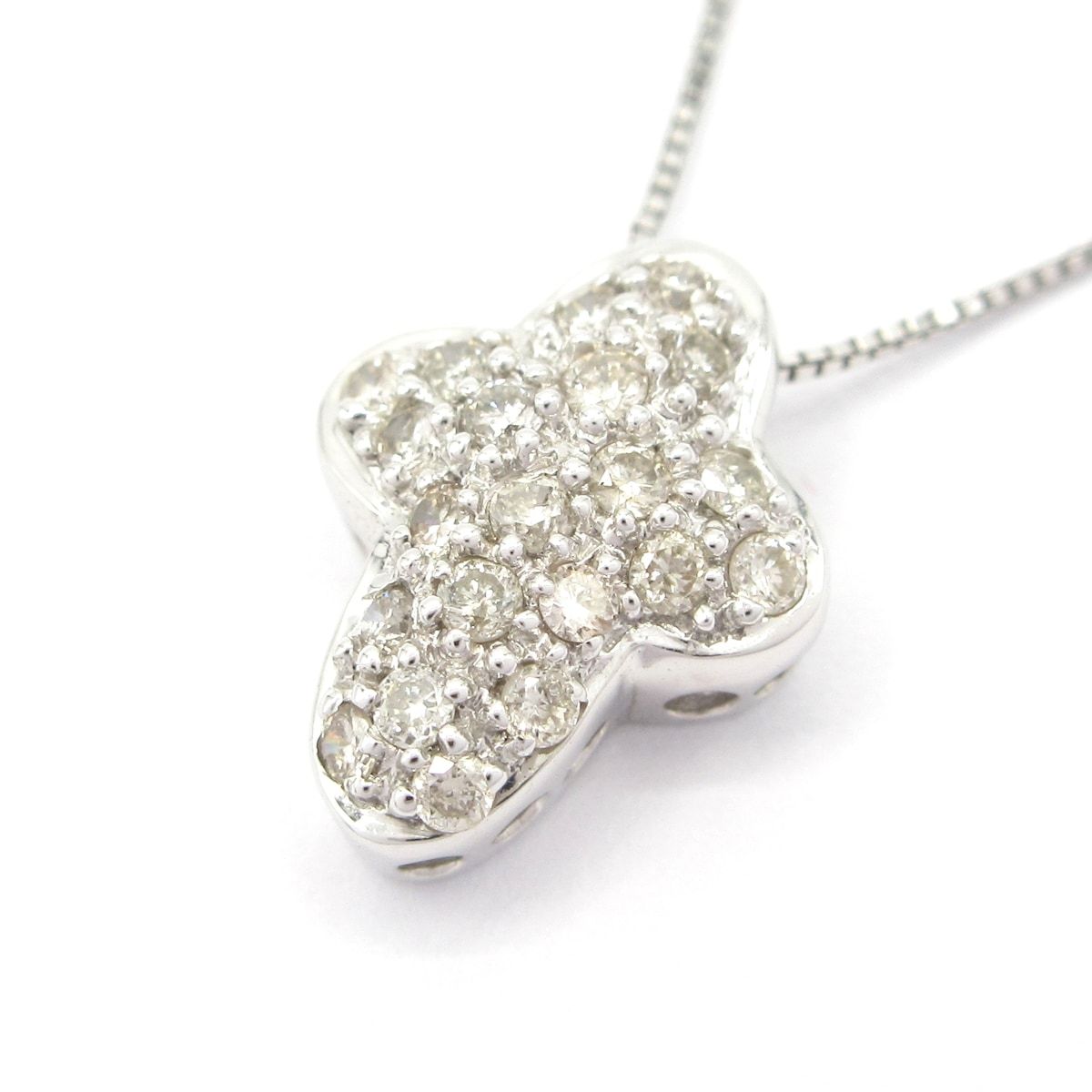 Unbranded ノーブランド ネックレス K18WG×ダイヤモンド 総重量 1.8g 0.20刻印