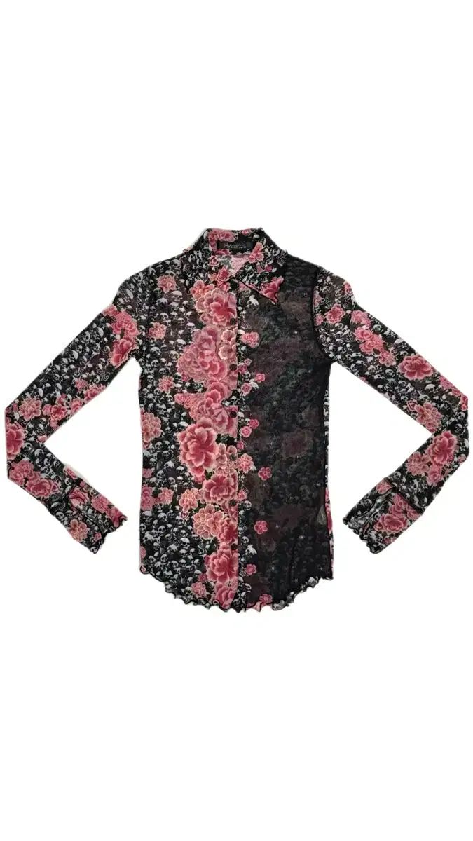 HYSTERIC GLAMOUR ヒステリックグラマー Blue Archive ブルーアーカイブ ブルアカ 無数のドクロと咲き乱れるボタンシャツ