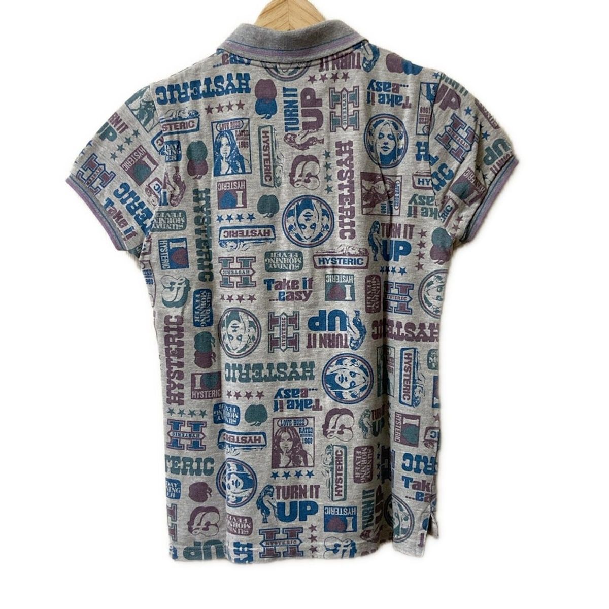 HYSTERIC GLAMOUR ヒステリックグラマー 半袖ポロシャツ サイズF レディース - ライトグレー×ブルー×マルチ