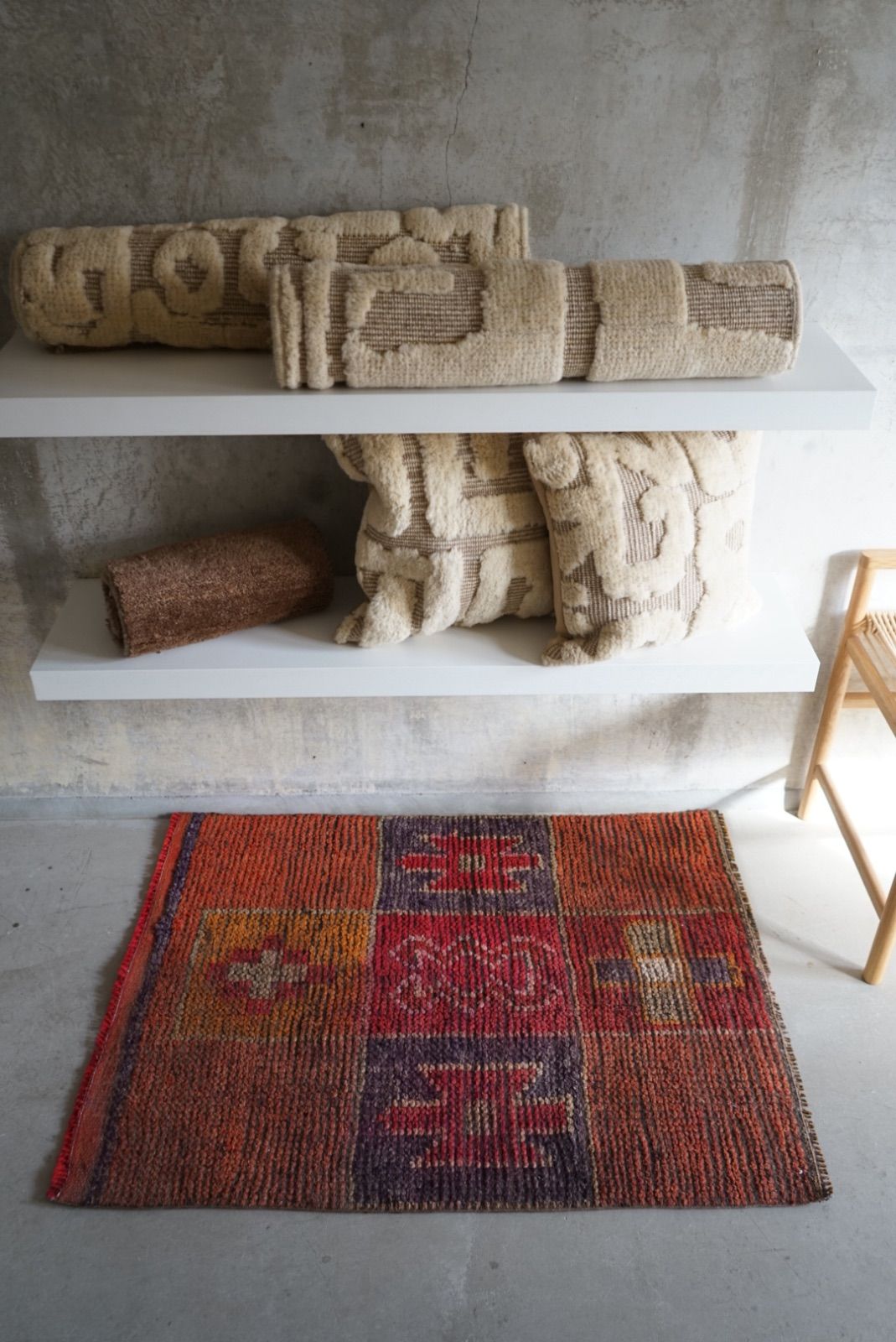 ヴィンテージラグ トルコ スモールサイズ オレンジ エスニック 97 74 cm No TR 25184