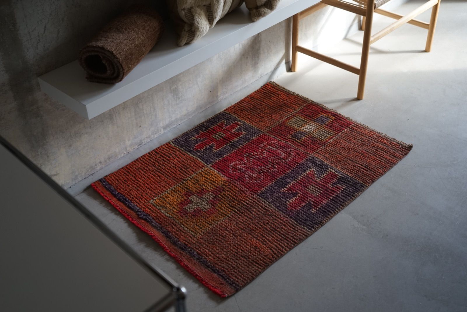 ヴィンテージラグ トルコ スモールサイズ オレンジ エスニック 97 × 74 cm No.TR25184