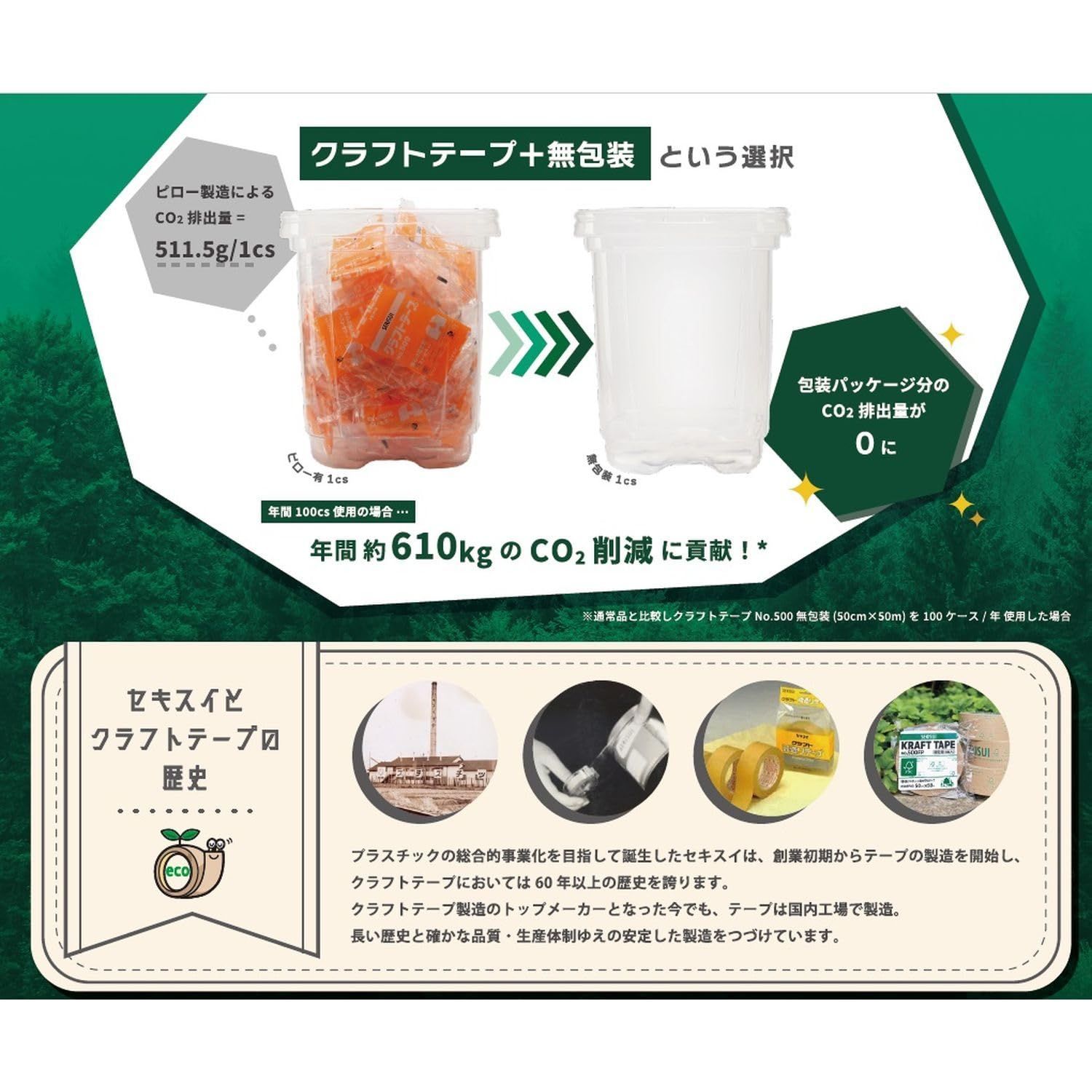  箱売り SEKISUI クラフトテープ 無包装 No.500 K 50 X 63 mm×50 M 50巻入り 梱包 ガムテープ 段ボール 粘着テープ エコ紙芯 その他 接着 補修