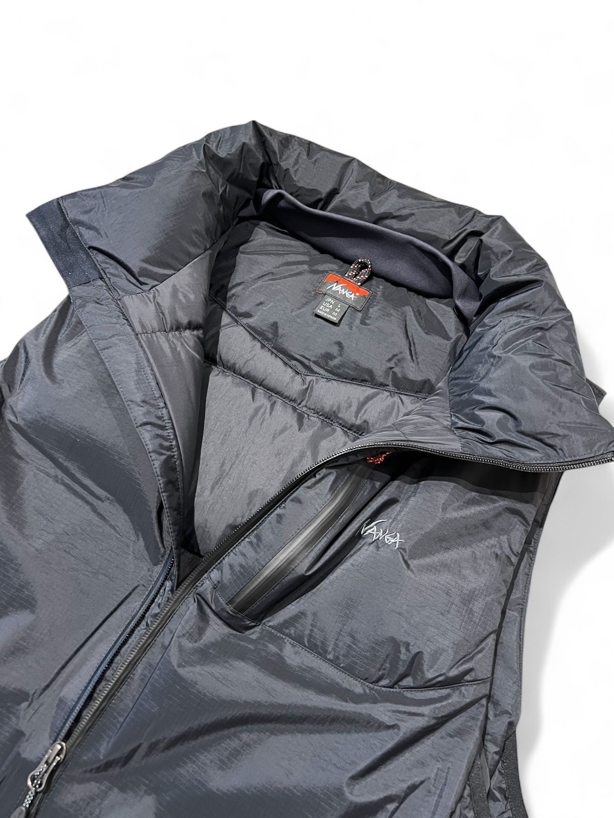 NANGA ナンガ L XL AURORA TEX STAND COLLAR DOWN VEST BLACK オーロラテックス スタンド ダウンベスト アウトドア キャンプ 760FP 20000mm KANDAIZUMI_COM