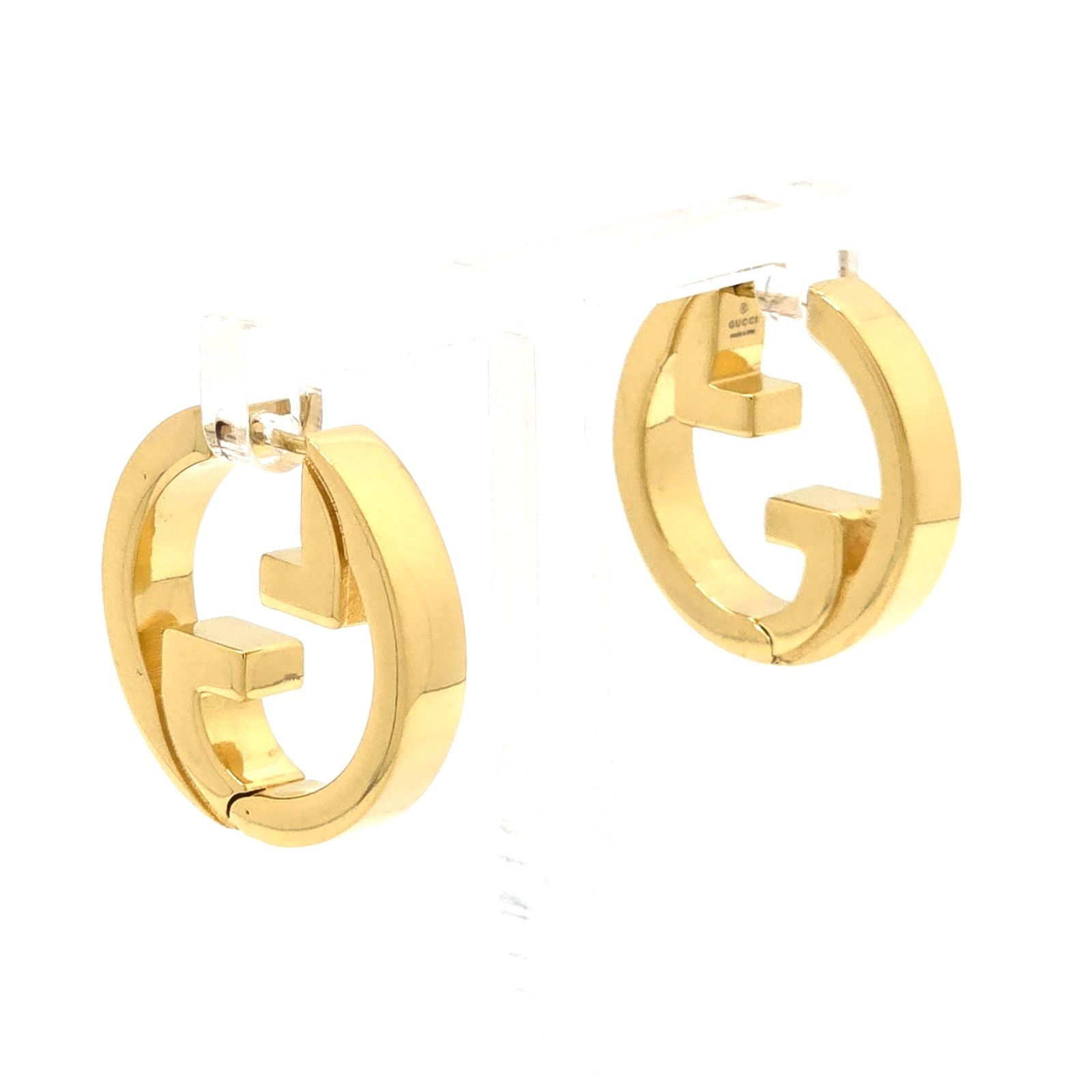 GUCCI グッチ 774534 ブロンディ フープ ピアス 両耳 ゴールドトーン フィニッシュ メタル ラウンド インターロッキングG 箱 保存袋 冊子 イタリア製 男女兼用