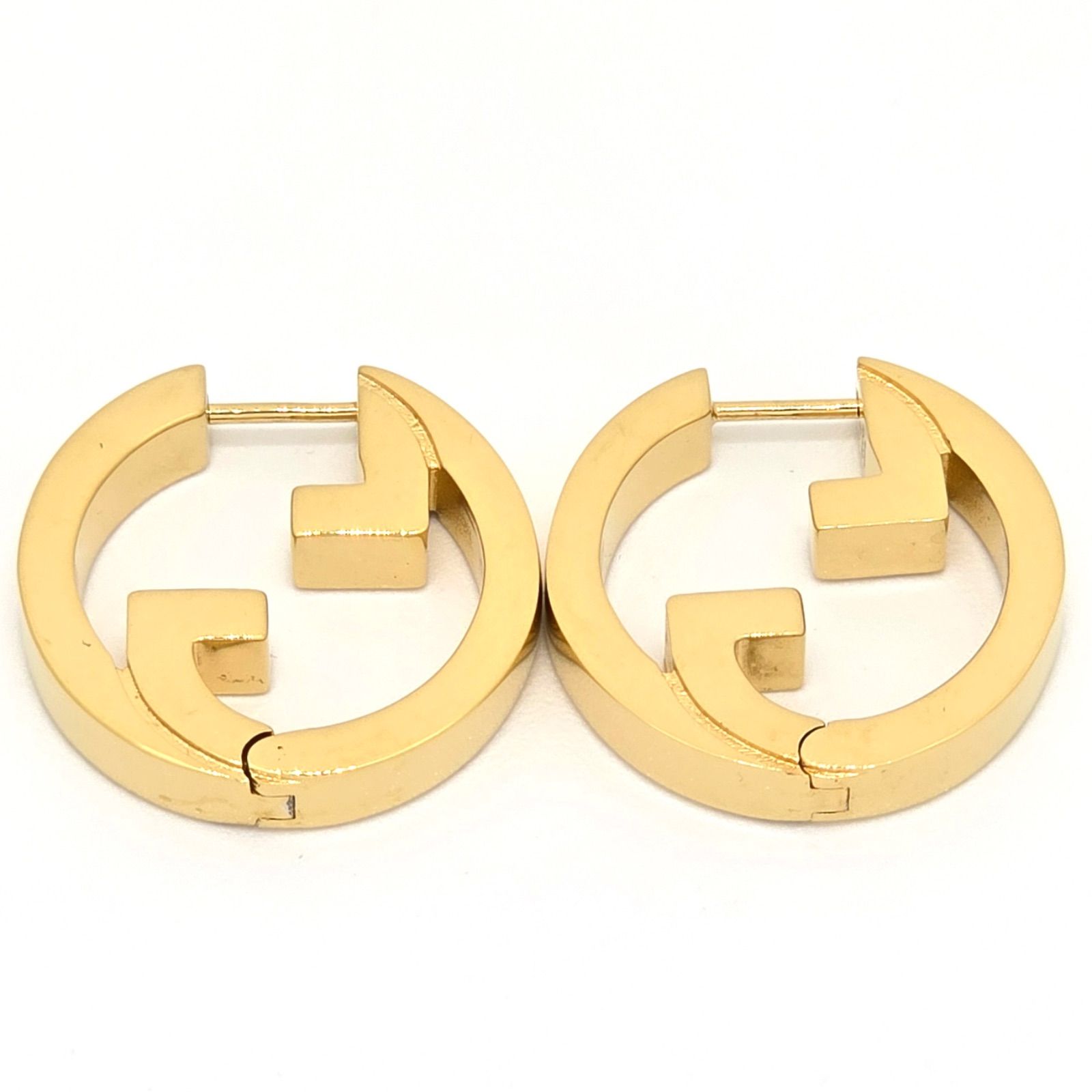 GUCCI グッチ 774534 ブロンディ フープ ピアス 両耳 ゴールドトーン フィニッシュ メタル ラウンド インターロッキングG 箱 保存袋 冊子 イタリア製 男女兼用 WWW_SHINETEETH_COM