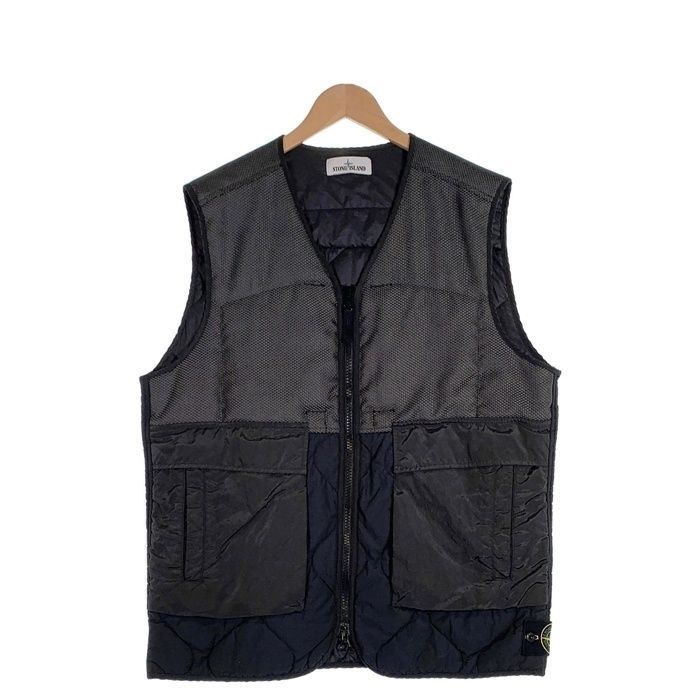 STONE ISLAND ストーンアイランド MODIFIED PANAMA ナイロンミックス ジップアップベスト 中綿 プリマロフト ブラック 7515G0840 size L