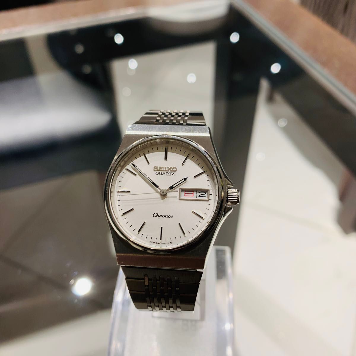 SEIKO クオーツ 8123 7090 腕時計 クロノス セイコー 電池 白文字盤