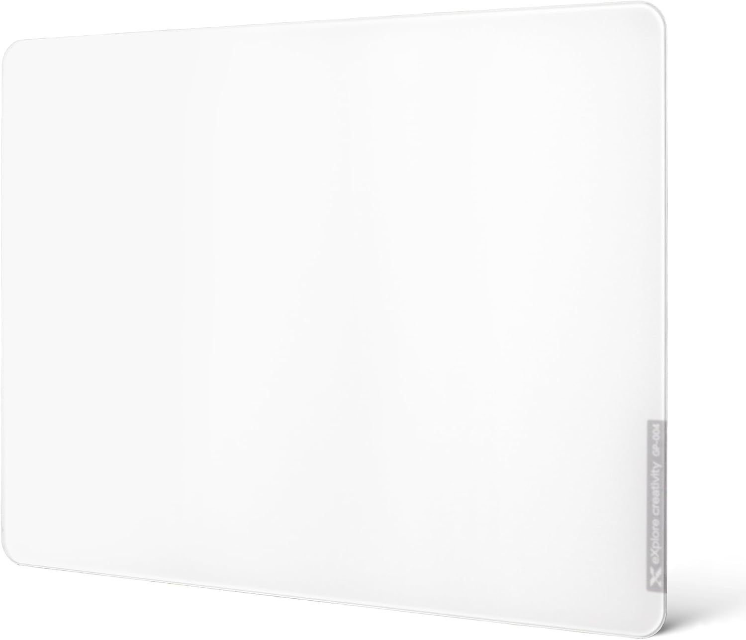 XVX ホワイト ガラスゲーミングマウスパッド 大型 410x310mm 超滑らかマイクロエッチング表面 硬度9H 強化ガラス 滑り止めゴムベース付き 高精度 FPS VALORANT対応-ホワイト