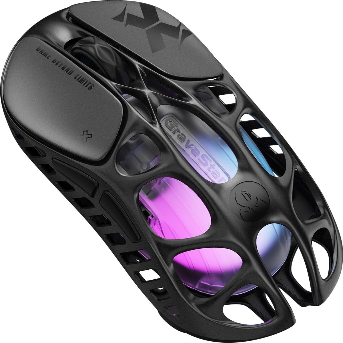 GravaStar Mercury X ゲーミング マウス 無線 ワイヤレス 49g軽量 1Kポーリングレート PAW3950センサー 32000DPI 低遅延 高感度 2.4G Bluetooth USB有線 83時間連続使用 充電式 光るRG