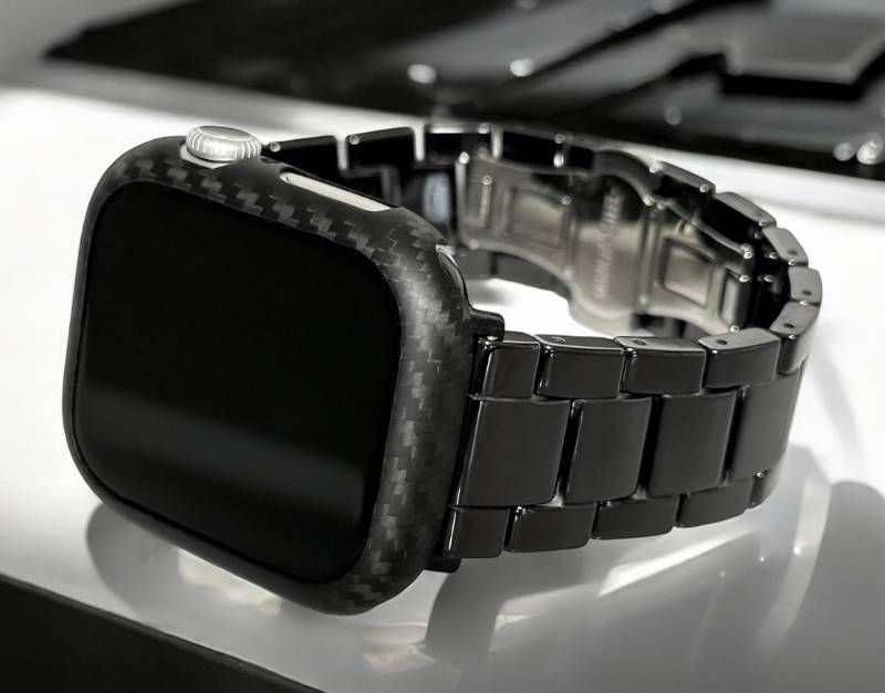 マット アップルウォッチバンド セラミックベルト ステンレス Apple Watch保護カバー カーボンファイバー ケース リアルカーボン 44mm 45mm 46mm 49mm ultra ウルトラ carbon