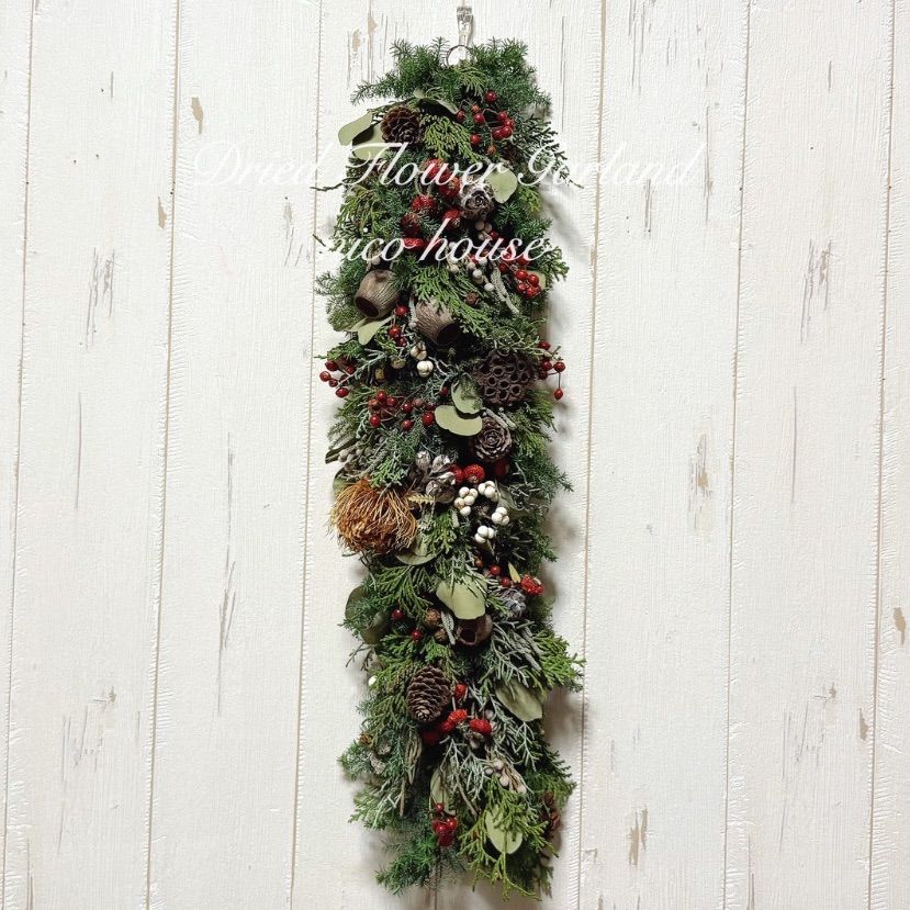 縦型ドライフラワーリース (縦約52cm) 縦長ガーランド 縦長リース