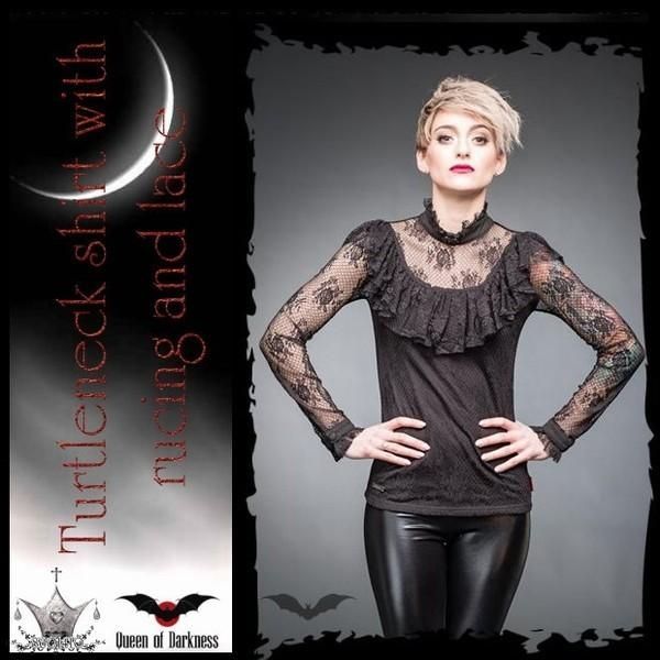 エレガントゴシック ビジュアル系 シアーライン レース＆フリル 長袖カットソー レディース トップス wot239