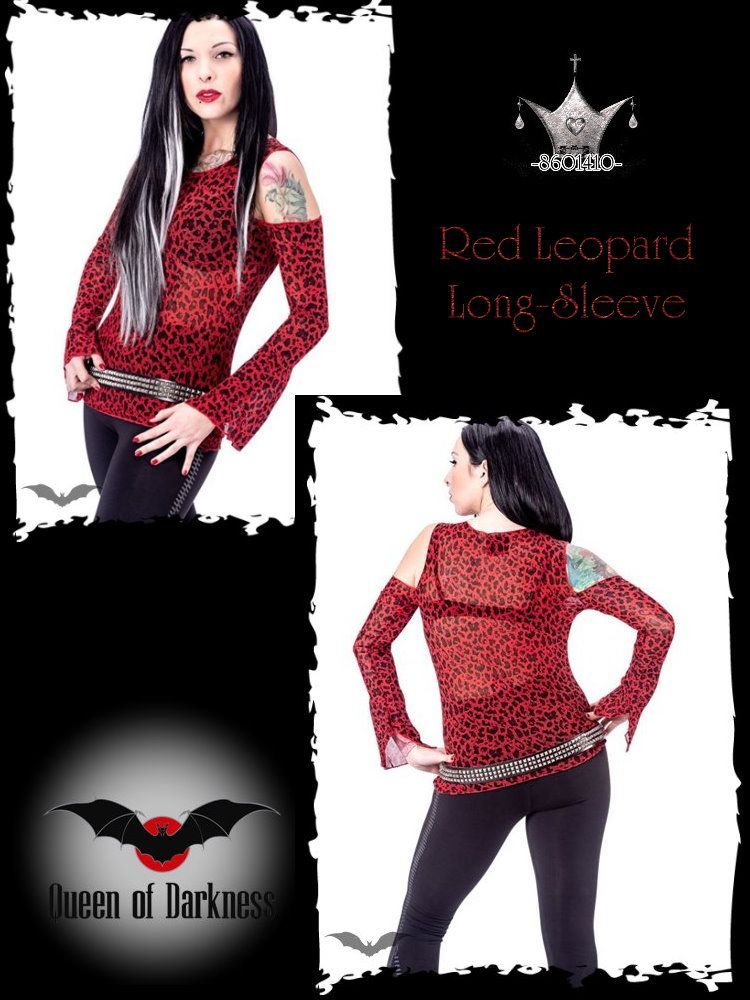 グラムロック レオパード柄 肩出し フ スリーブ カットソー レディース トップス 赤 豹柄 ヒョウ柄 wot 236