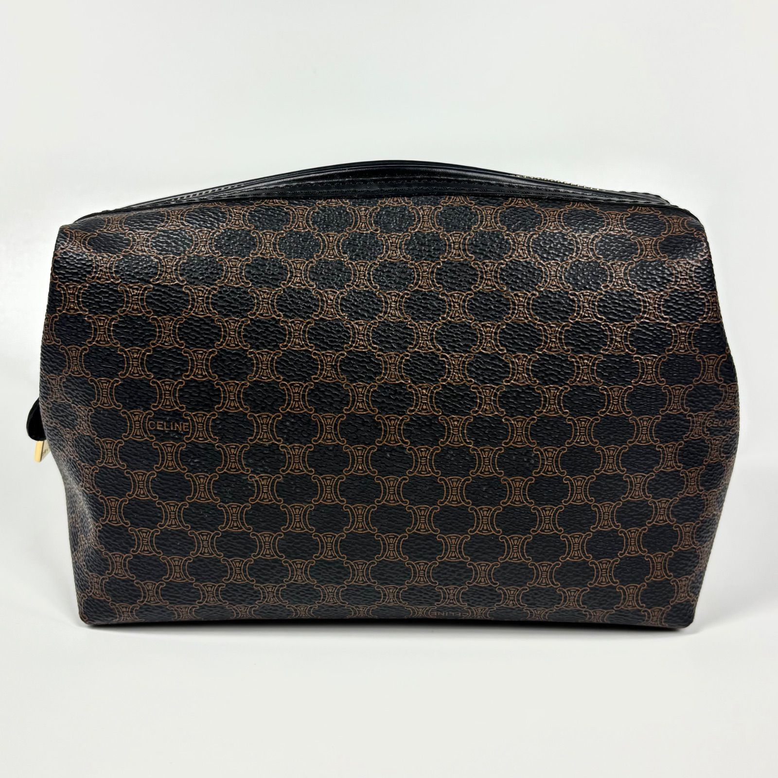 セリーヌ CELINE マカダム柄 ポーチ メイク コスメ 化粧ポーチ PVC レザー ブラック 黒マカダム ロゴ レディース