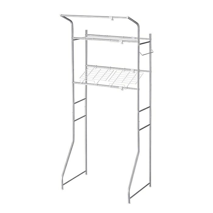 ランドリーラック タオル掛 ランドリー収納 洗濯機ラック 収納棚付き ステンレス製 2段 洗濯機上 置き型 縦型 洗濯機収納 便利