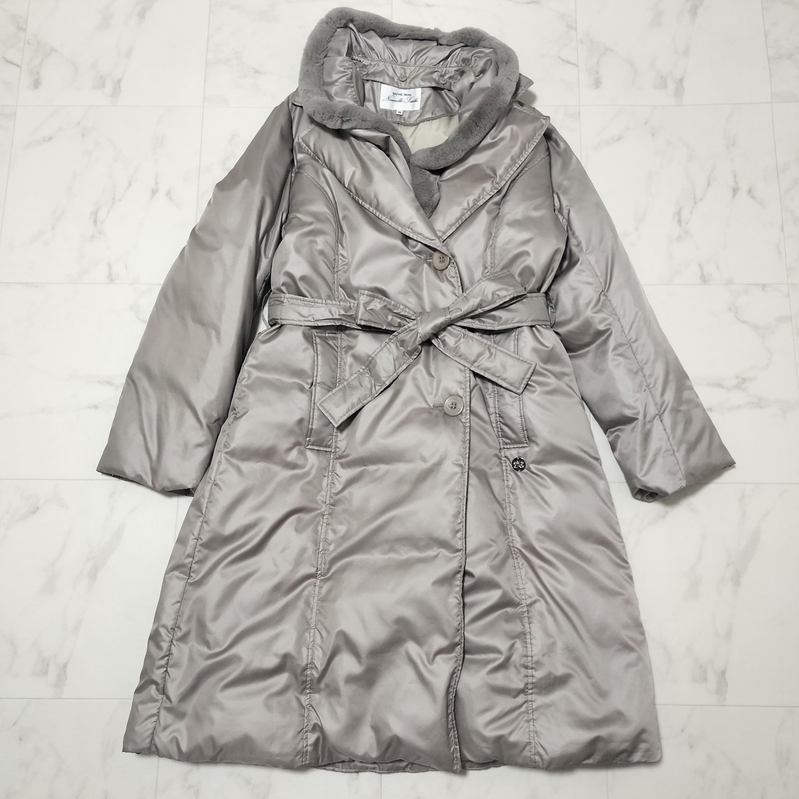 HANAE MORI オンライン ハナエモリ ロング丈 ダウンコート ベルト付き