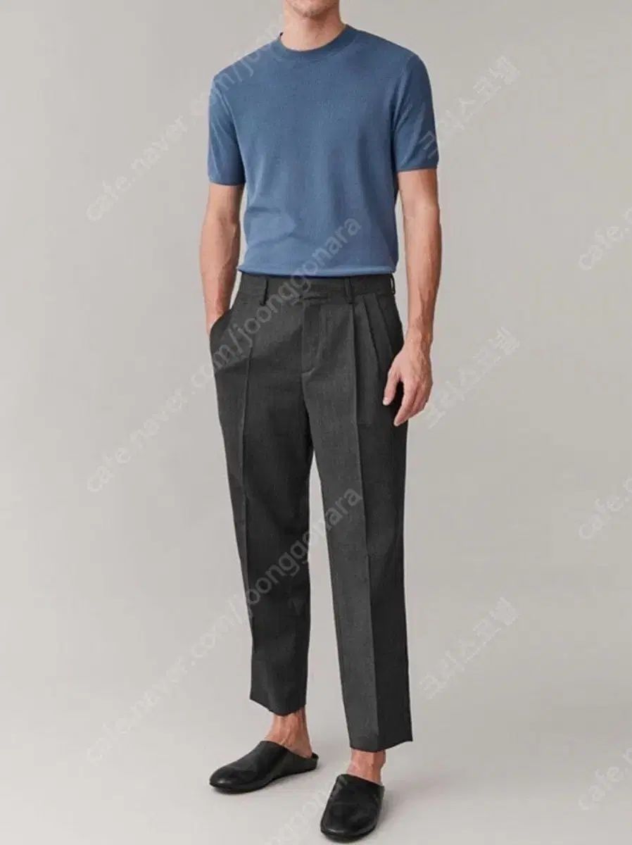 COS プリーツ ウール トラウザー チャコール 44