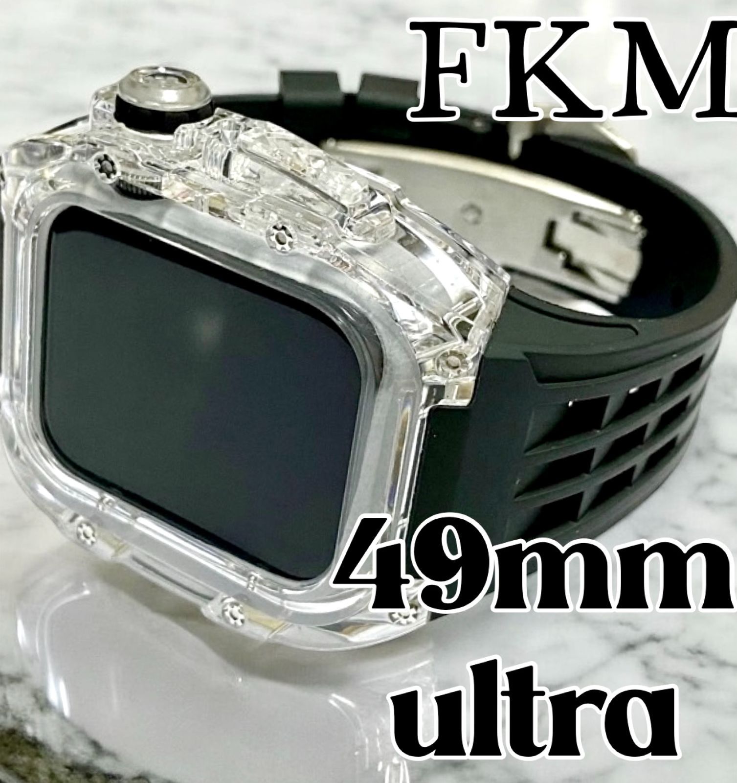 アップルウォッチラバーバンドベルト Apple Watchカバーケース 刻印 フッ素ラバー ウルトラ49mm ultra ultra2 89