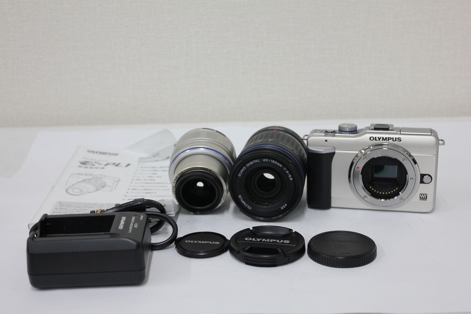 返品保証 オリンパス Olympus PEN E-PL1 M.ZUIKO DIGITAL 14-42mm F3.5-5.6 40-150mm F4-5.6 MMF-2 バッテリー付き ミラーレス一眼 e3325