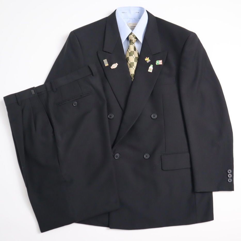5点セット レトロ ダブルブレスト ジャケット パンツ シャツ ネクタイ ピンズ テーラードジャケット スラックス ネクタイ ダブルジャケット コーディネート売り コーデ売り セット売り 結婚式 入学式 卒業式 二次会