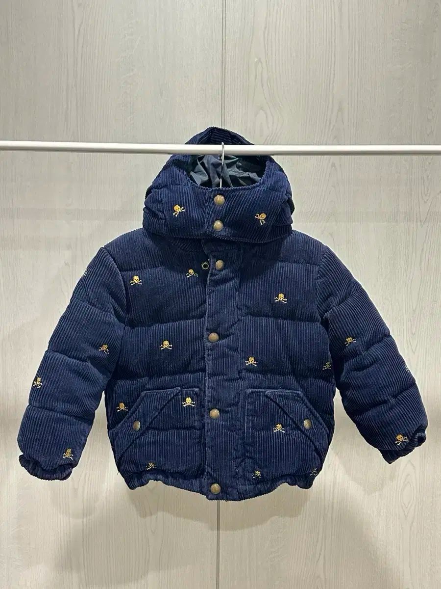 ポロ ラルフローレン キッズ 3 T ネイビー コーデュロイ ドクロ 刺繍 ダウン ジャケット