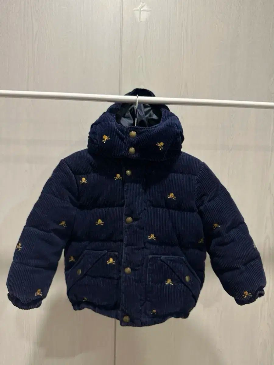 ポロ ラルフローレン キッズ 3 T ネイビー コーデュロイ ドクロ 刺繍 ダウン ジャケット
