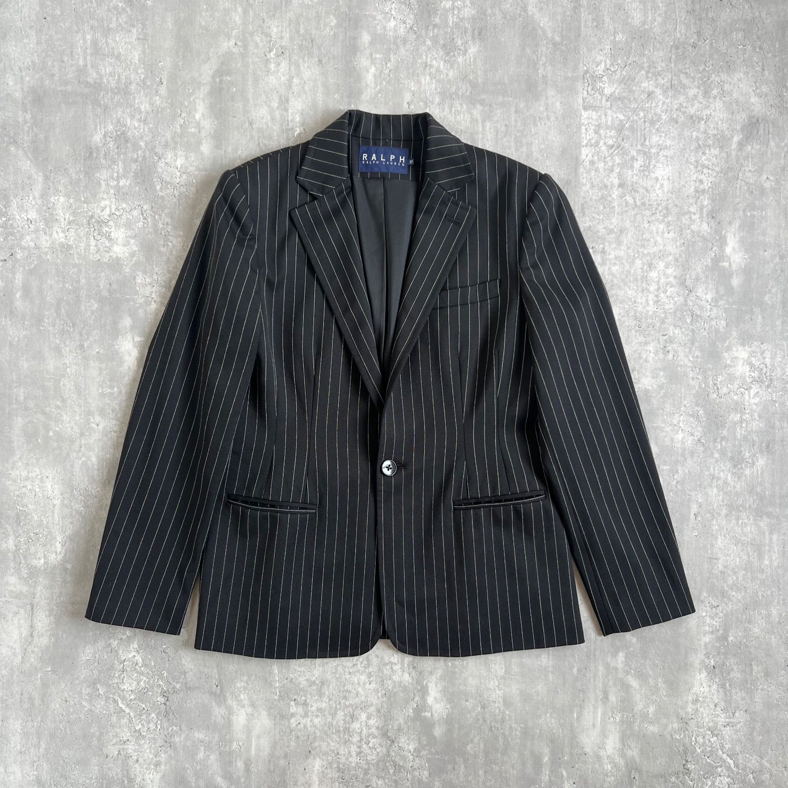Ralph Lauren テーラードジャケット ブラック/ストライプ RALPH LAUREN ラルフローレン ピンストライプ テーラードジャケット