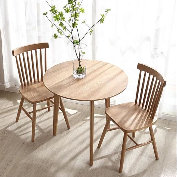 FAS級オークダイニングテーブル 丸テーブル 円形 アメリカオークウッド 無垢材 木製 人気 ラウンドテーブル 2～4人用 Natural 直径60cm