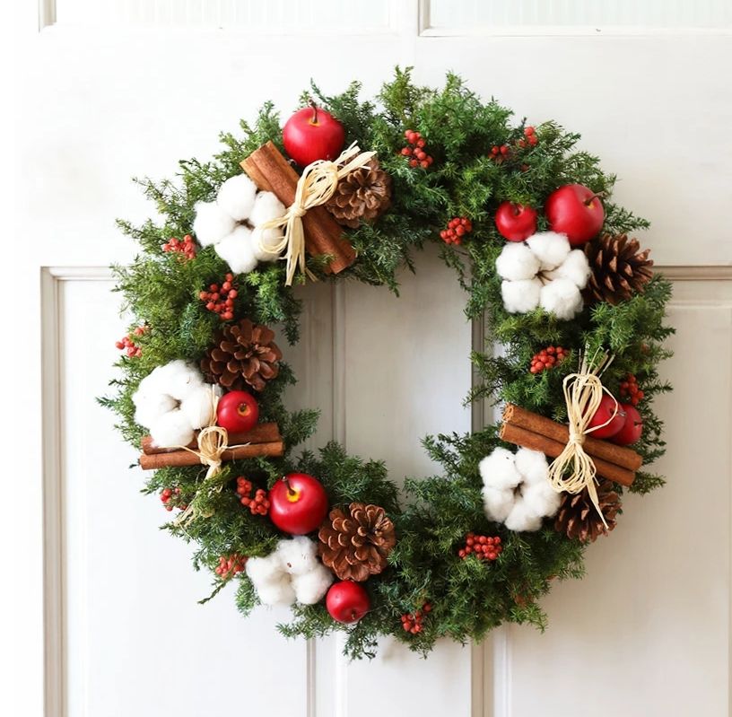 ありそうでなかった 本物の クリスマスリース クリスマス リース 特大 lサイズ 玄関 外 壁 飾り 定番 北欧 ナチュラル 綿 特大 35cm ギフト お歳暮 開店祝い 大きい クリスマスプレゼント 店舗 装飾 ディスプレイ 北欧