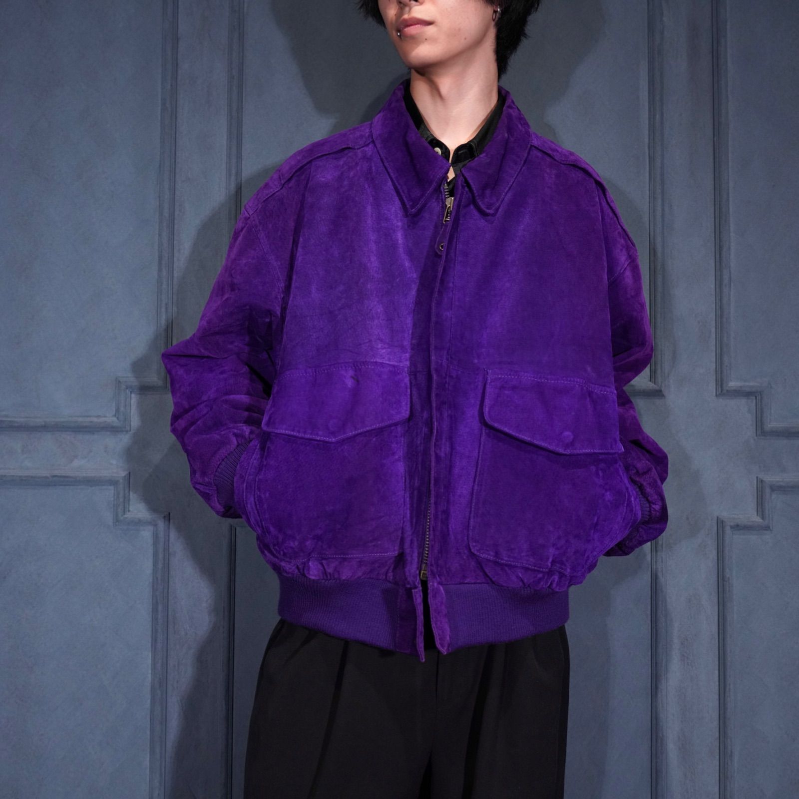  パープル ジップアップジャケット USA VINTAGE GLOBAL IDENTITY G・III PURPLE COLOR LEATHER ZIP UP