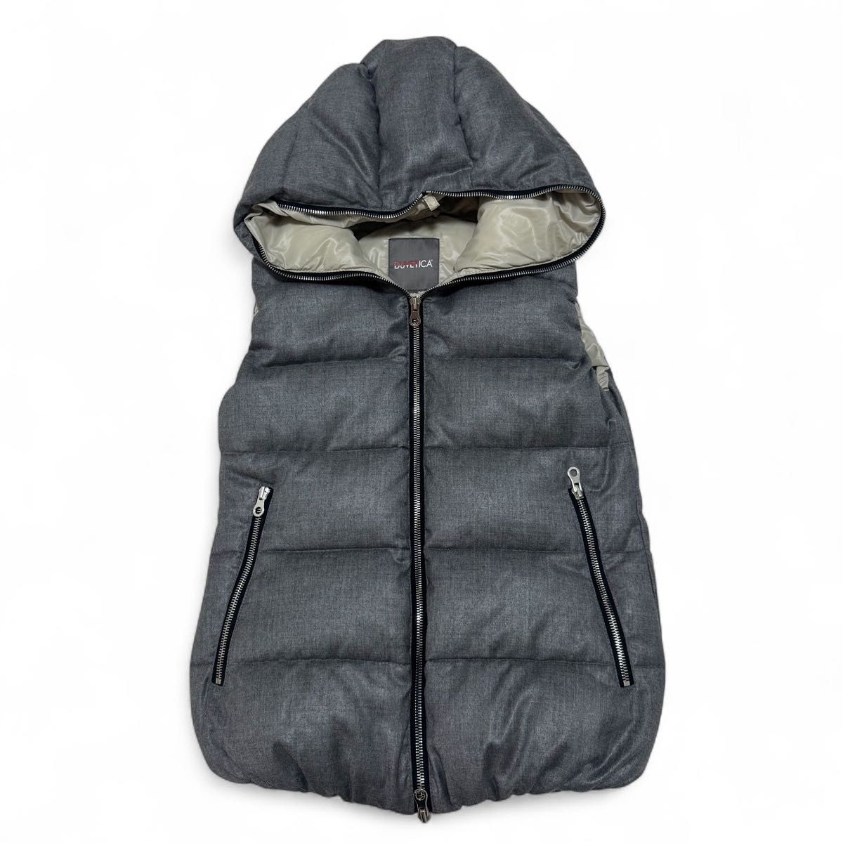 カシミヤ混 ギャランティーカード DUVETICA FEBEDUE デュベティカ ダウンベスト グレー 軽量 38