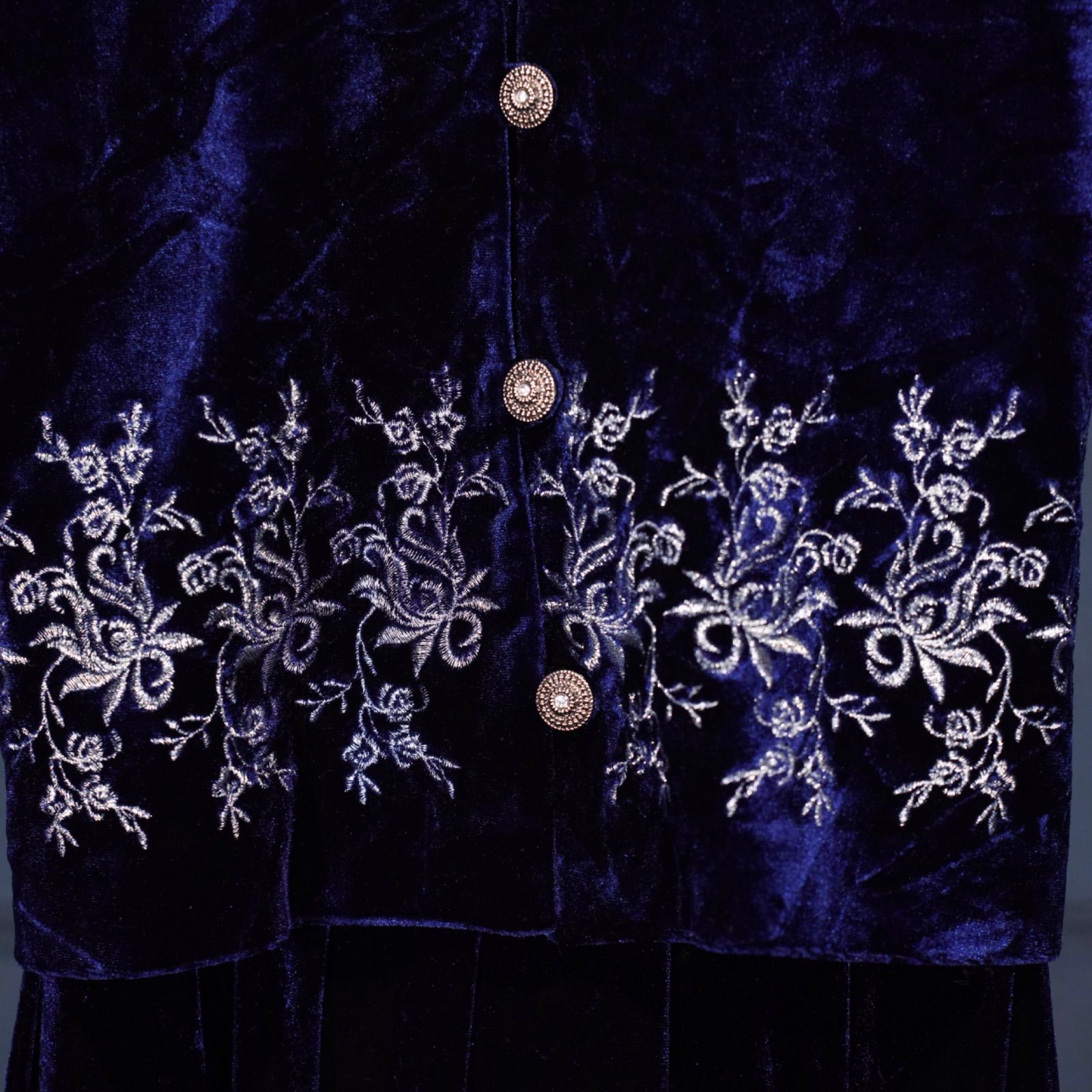 PIECE アメリカ古着刺繍レイヤードデザインベロアワンピース