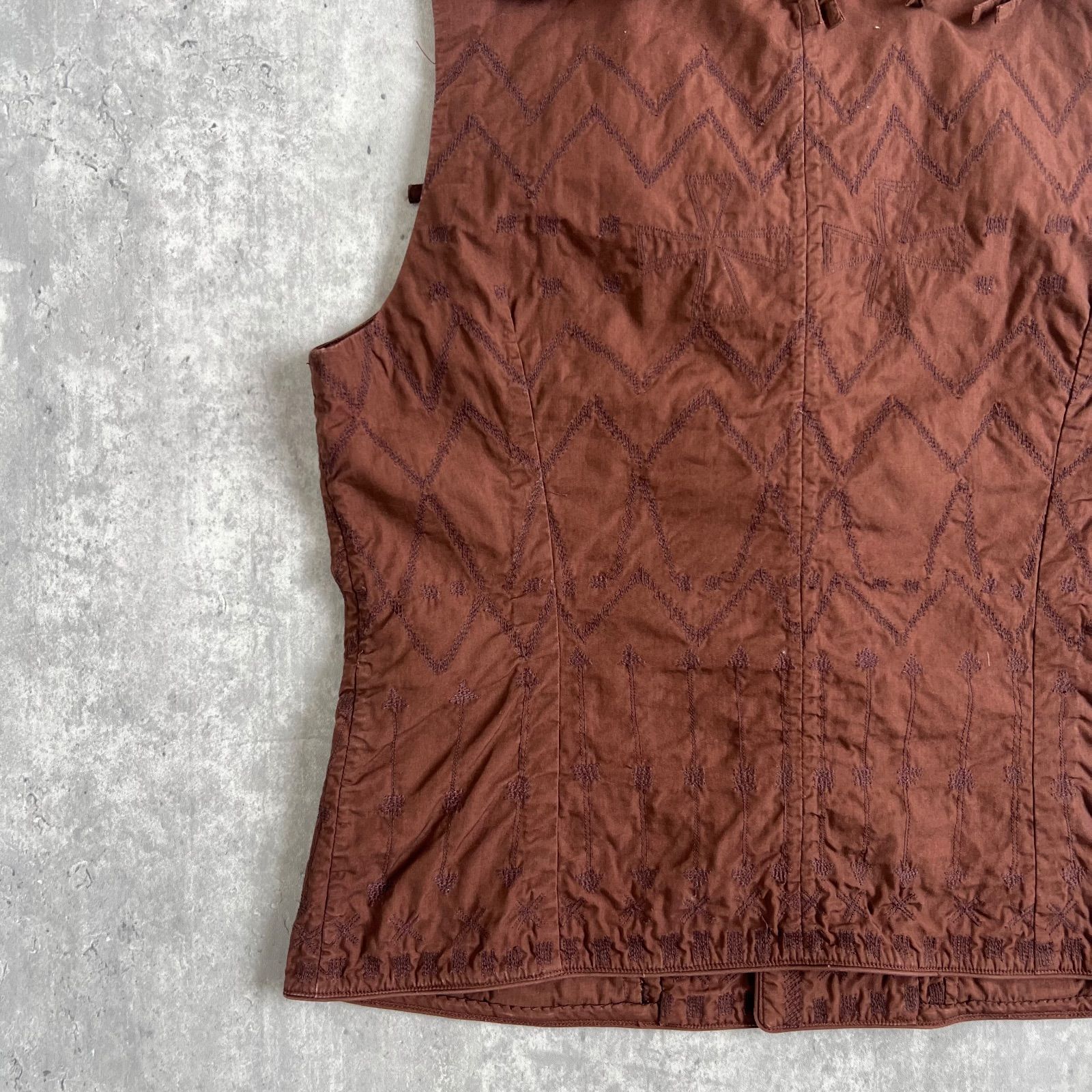 テクスチャードコットンベスト ブラウン系