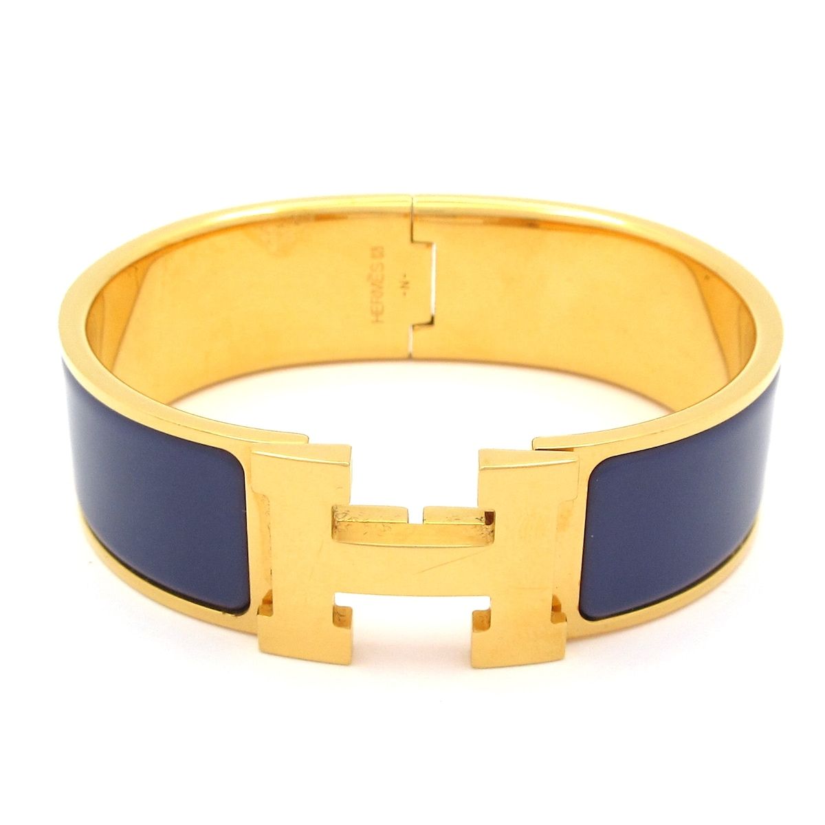 HERMES エルメス バングル クリック クラックH ゴールド×ネイビー