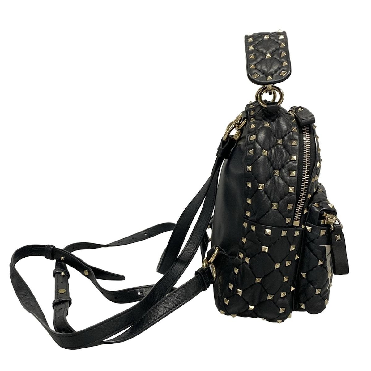 VALENTINOGARAVANI バレンチノガラバーニ リュックサック ロックスタッズ 黒 キルティング 赤タグ レザー