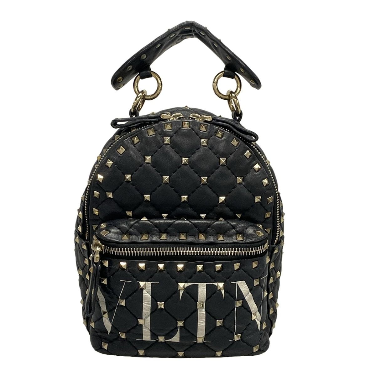VALENTINOGARAVANI バレンチノガラバーニ リュックサック ロックスタッズ 黒 キルティング 赤タグ レザー