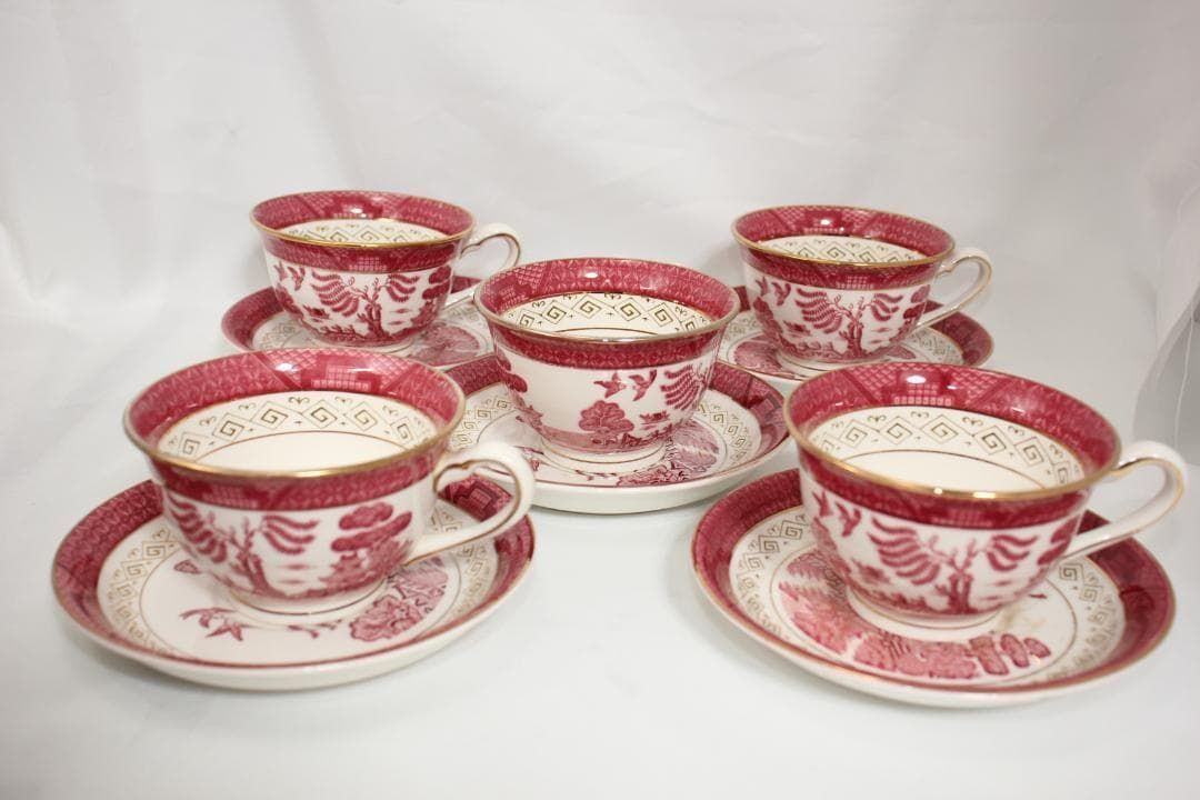 NIKKO ニッコー カップ＆ソーサー 5客セット Wフェニックス 金彩 赤