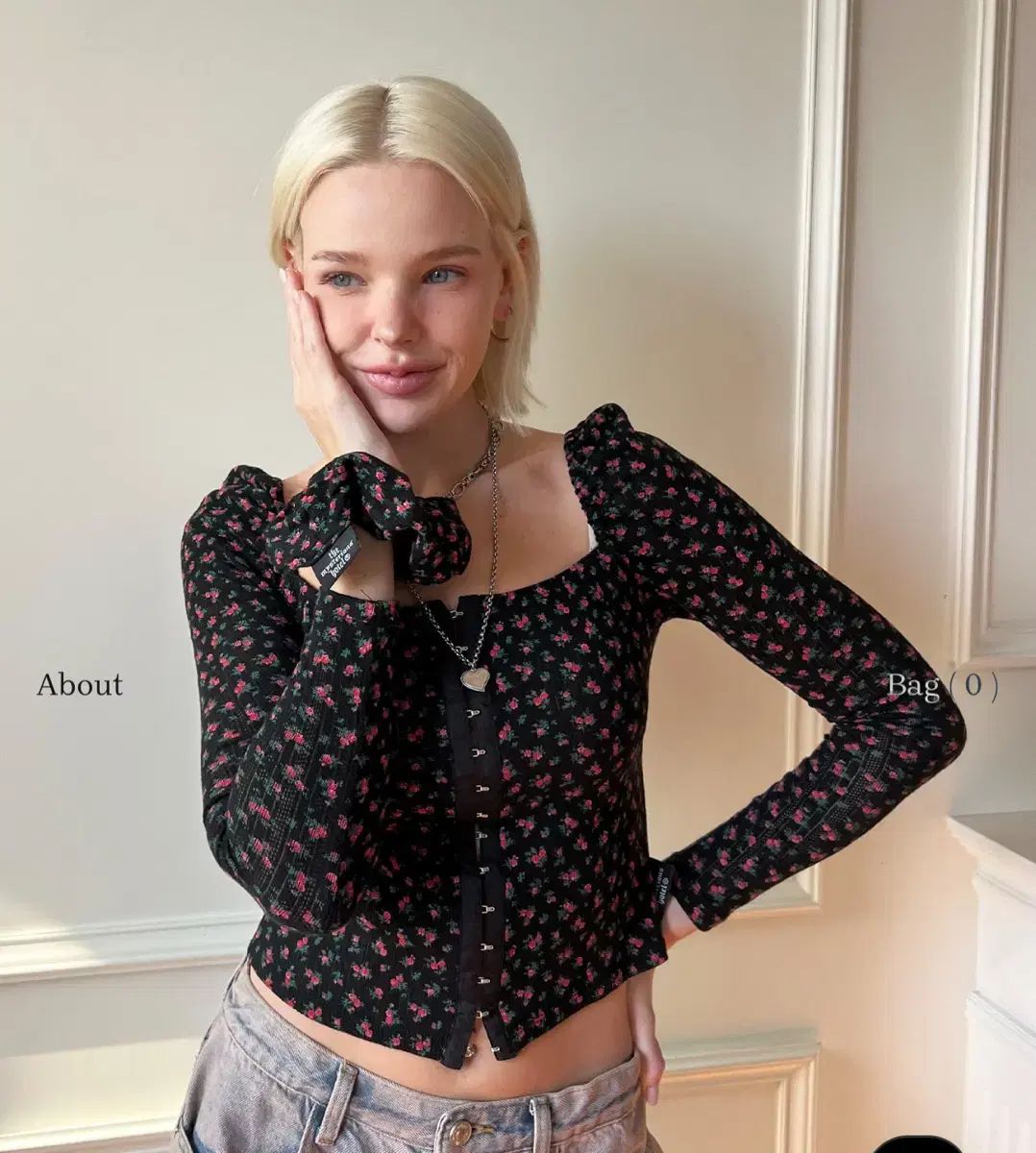 新 ミステリアスホテル フラワーパフカーディガン ブラック