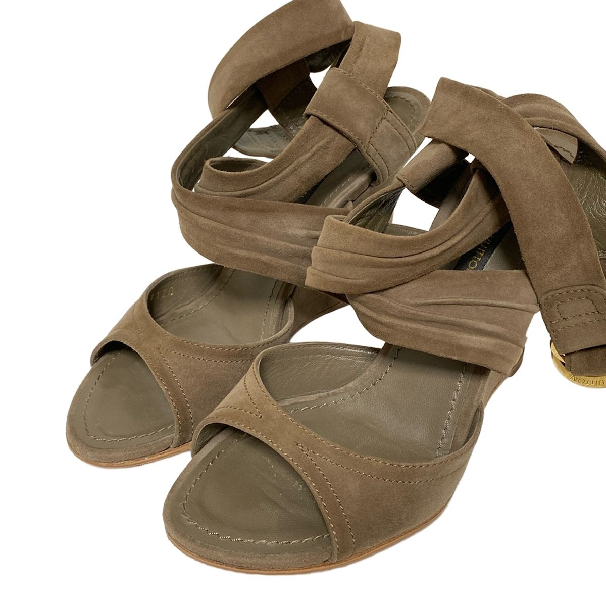 LOUIS VUITTON ルイヴィトン サンダル 35 1 2 レディース - カーキ サンダル サンダル ミュール