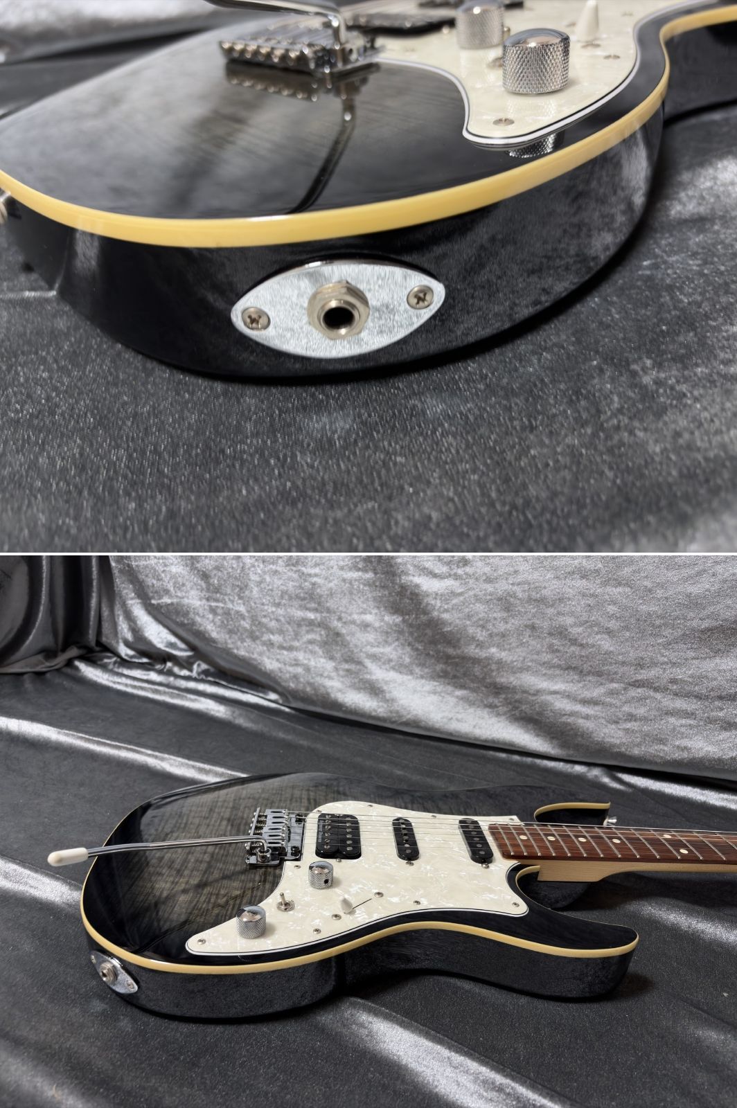 安全な FGN JOS-FM-G 国産 フジゲン セイモアダンカンPU搭載 コイルタップ付き 2019年製 グレー エレキギター アンティーク