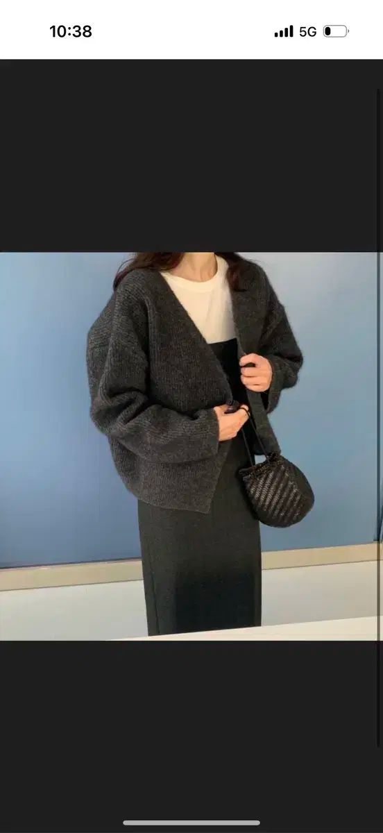 ウェアウェザー ネック LYNN カーディガン チャコール