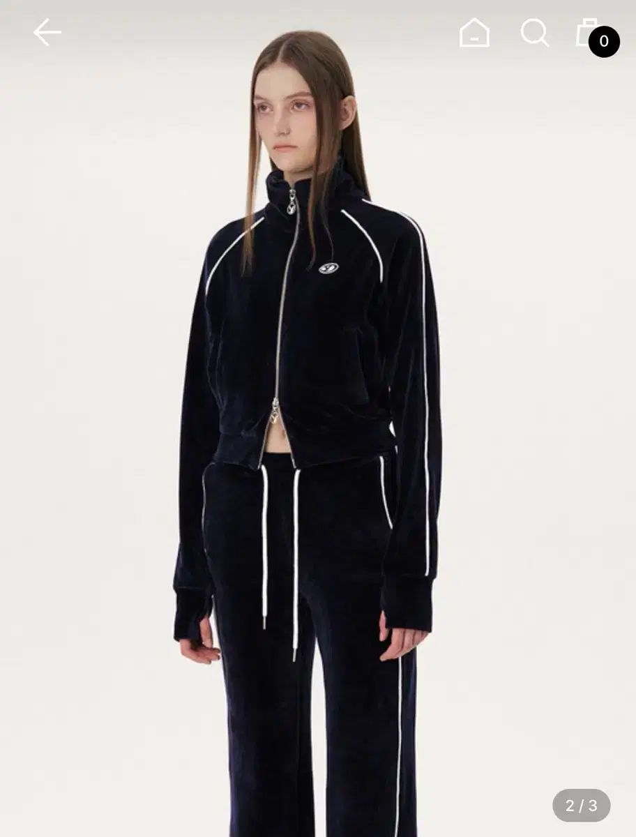 YUSE コットン ベロア トラック ジャケット ネイビー