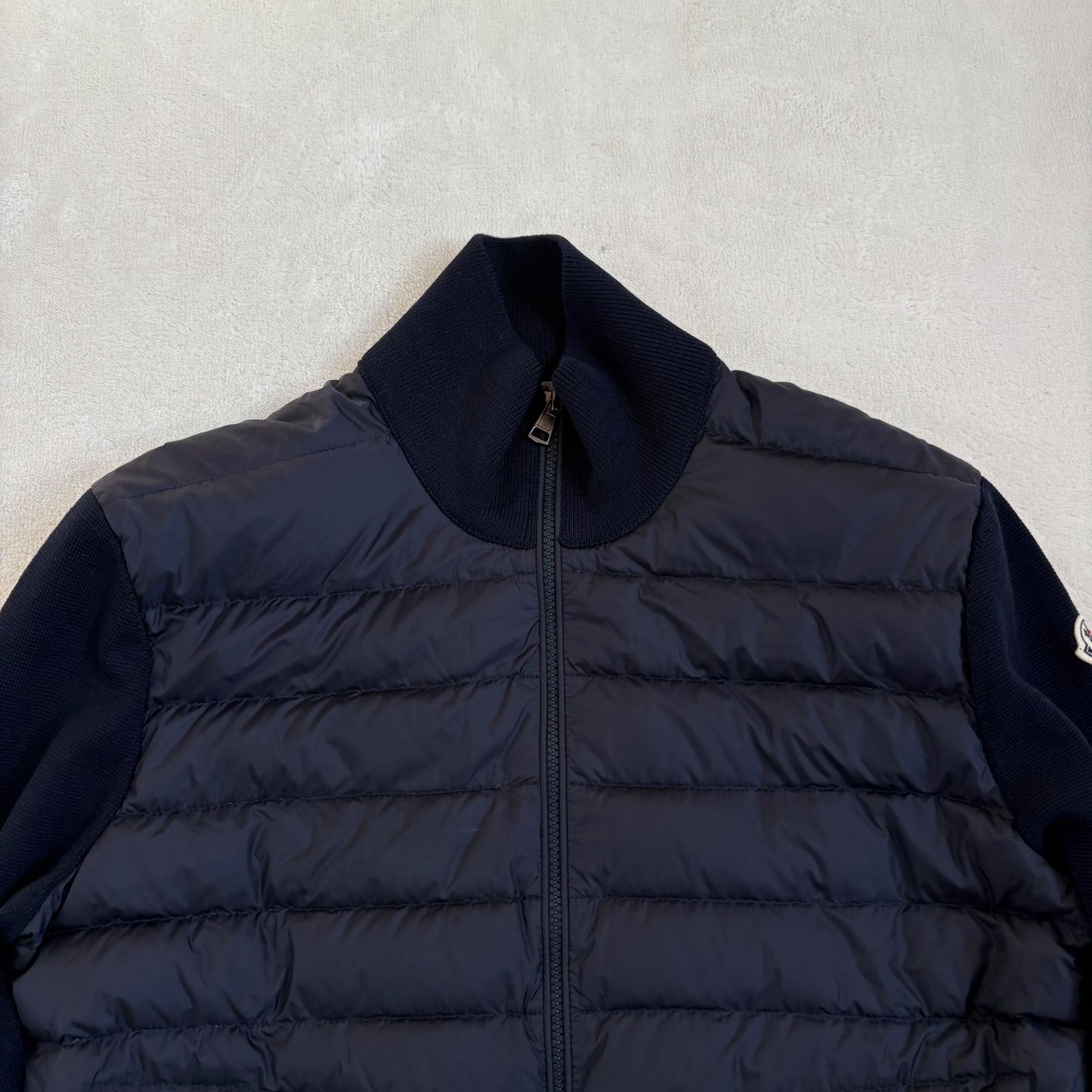 美品】 MONCLER モンクレールハイブリッドダウンジャケットネイビーM 
