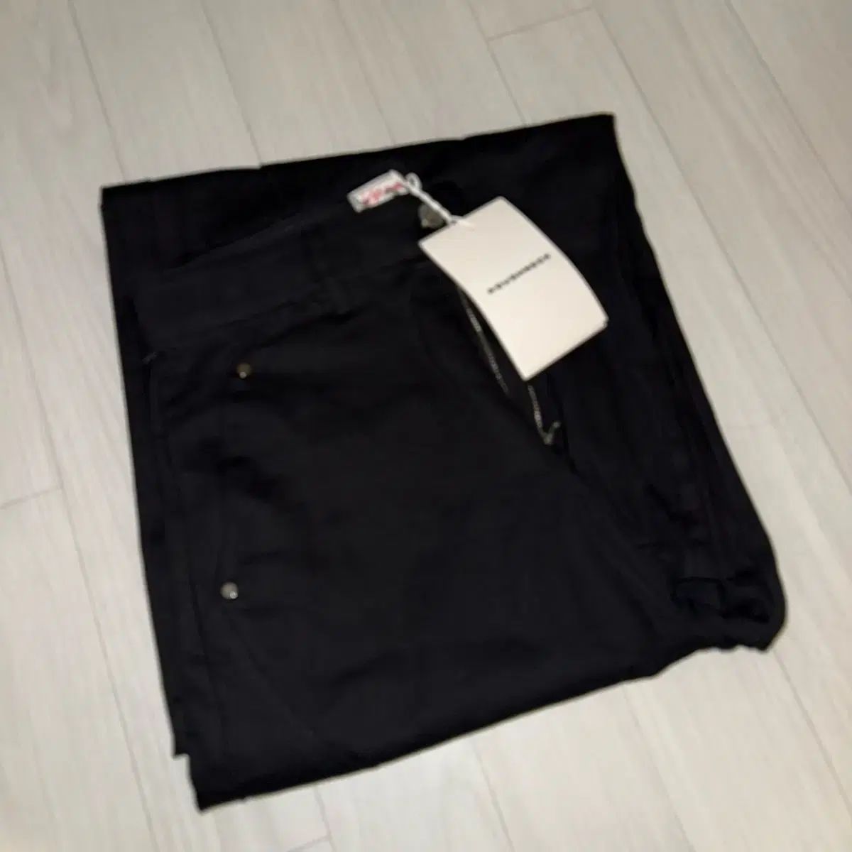 ラフネック ダメージ ワイド パンツ ブラック s