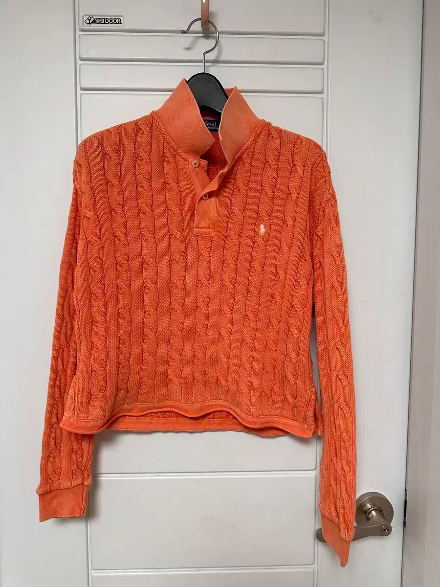 ポロラルフローレン ケーブルニットシャツ オレンジ クリアランス