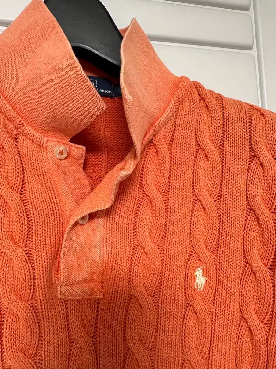ポロラルフローレン ケーブルニットシャツ オレンジ クリアランス