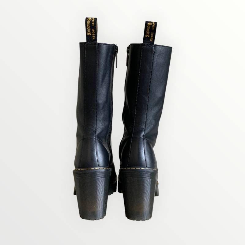  ️ ドクターマーチン CAREY ヒール付き厚底レースアップブーツ ブラック レディース Y 2 K ロングブーツ ブーツ